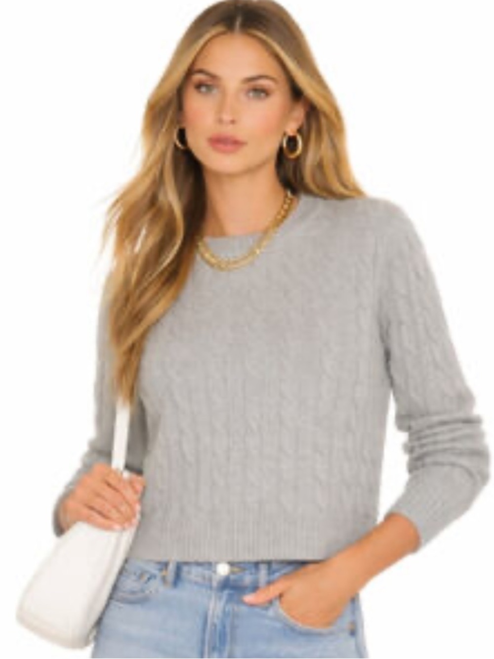 VGUC Brandy Melville Light Grey wool Blend Cable Knit Pullover Sweater